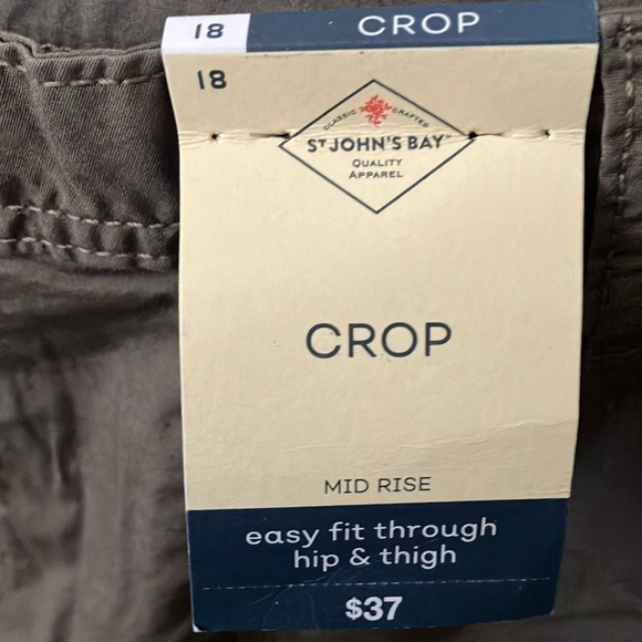 St John’s Bay: Brown Khaki Crop Mid-Rise Pants- 18 - Picture 3 of 16